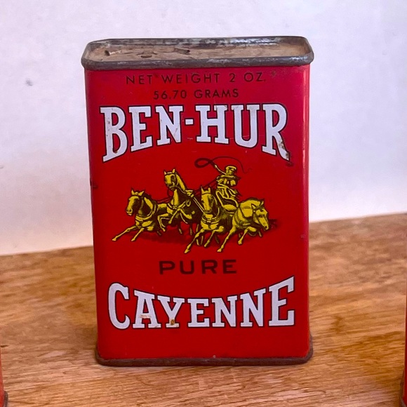 BEN-HUR SPICE TINS Vintage 1940’s-1950’s Partially Full 2 Ounce Horses Charming! - Picture 7 of 10